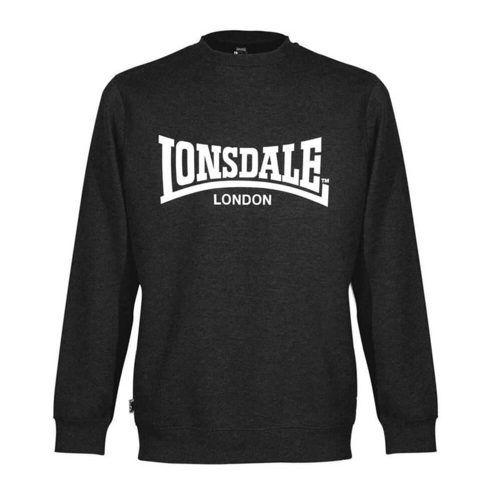Lonsdale Mens Essential Logo Crew Neck Sweatshirt / Black